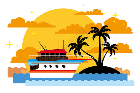 做轮船旅行海岛高清图片素材