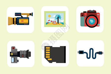 数码相机镜头数码摄影图标插画