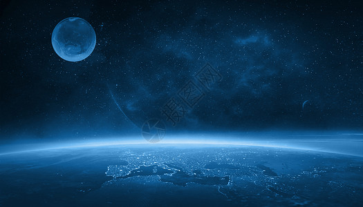 蓝色世界太空宇宙科幻星球背景设计图片