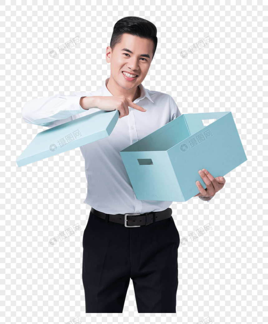 商务男性抱着收纳盒图片图片