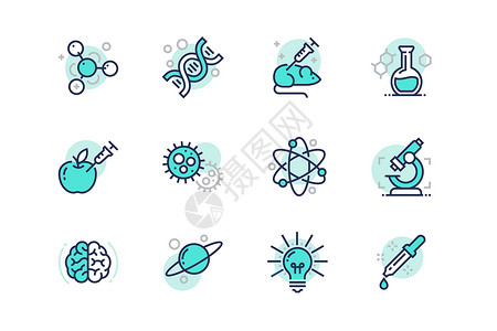 分子研究科学研究有关图标插画