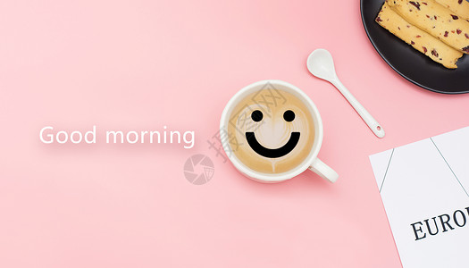 清新咖啡微笑甜点设计图片