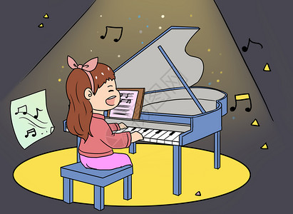 钢琴兴趣课兴趣爱好漫画插画