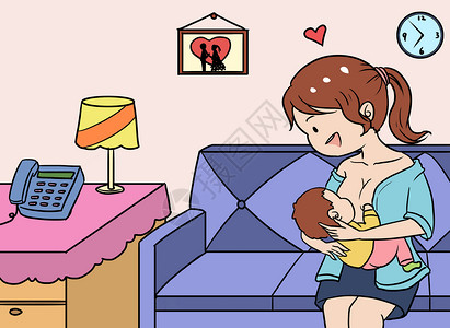 宝宝喝奶婴儿进食漫画插画