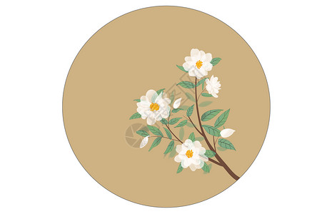 渐变图案山茶花古风山茶花插画