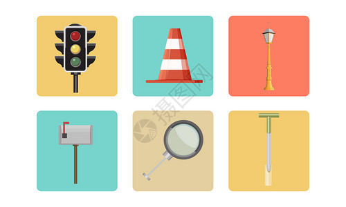 交通标志素材道路图标插画