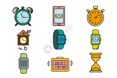 手机表钟表类图标插画