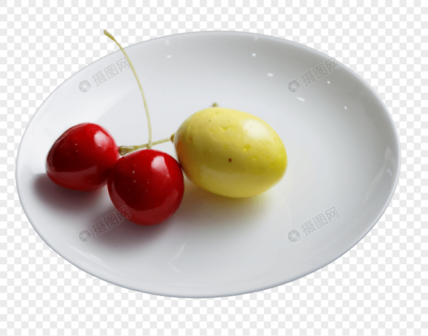 放着水果的白色磁盘免抠图元素图片