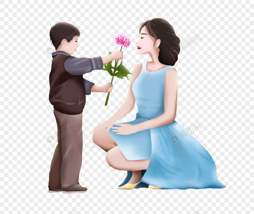 给母亲送花的孩子图片