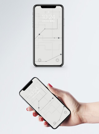 灰白线条科技风手机壁纸模板