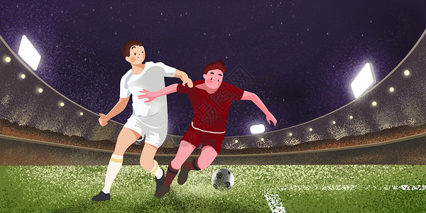 观赏球赛世界杯足球少年插画