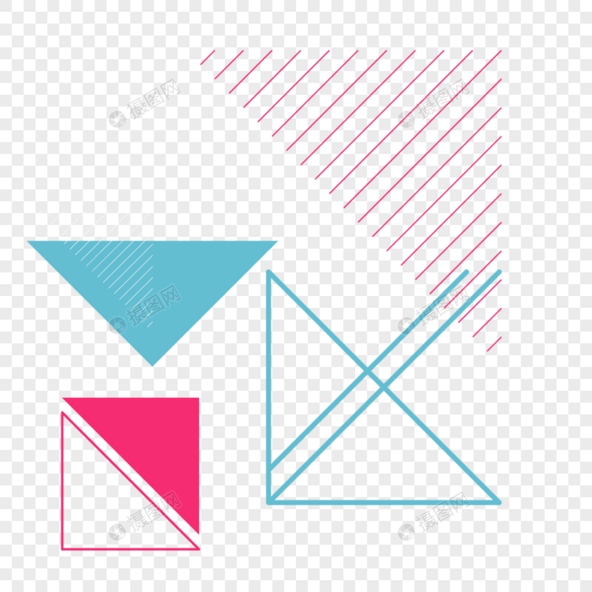 孟菲斯风格线条点线面三角形几何图形素材图片