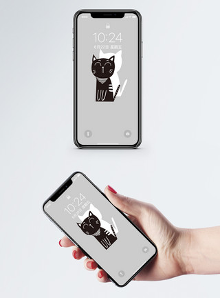 可爱的猫手机壁纸黑猫手机壁纸模板