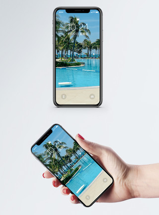 舒适泳池风景手机壁纸模板