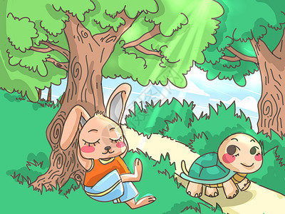乌龟兔子龟兔赛跑插画