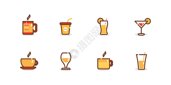 咖啡饮品宣传单饮品图标插画