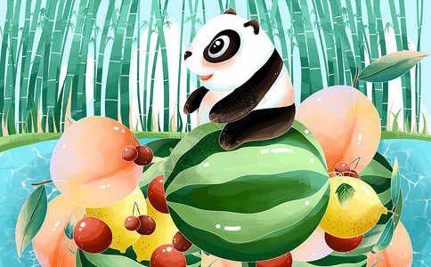 夏季熊猫背景图片