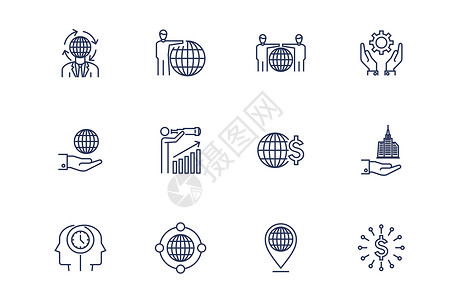 环球商务环球金融商务图标插画