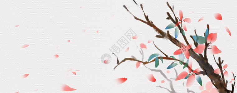 中国风写意花卉中国风背景素材插画