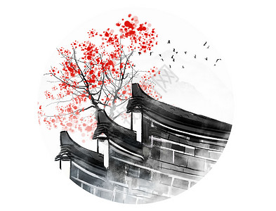 现代抽象装饰画中国风背景素材插画