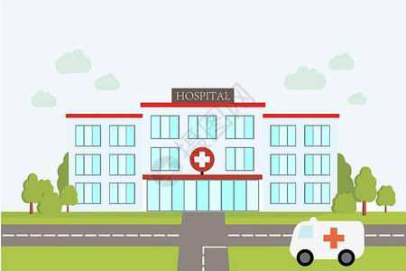 医疗卫生扁平建筑医院高清图片