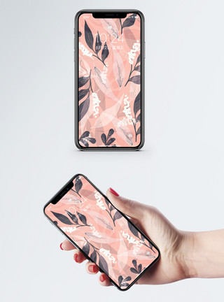 粉色树叶叶子手机壁纸模板