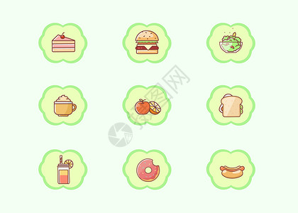 沙拉三明治美食图标素材插画