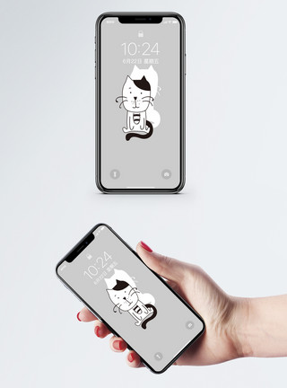 简笔画动物猫手机壁纸模板