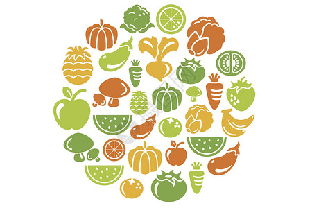 吃素食’蔬菜水果插画