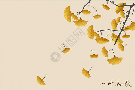 二分之一背景秋天银杏背景插画
