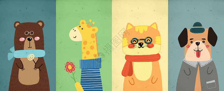 宠物壁纸动物手绘插画插画