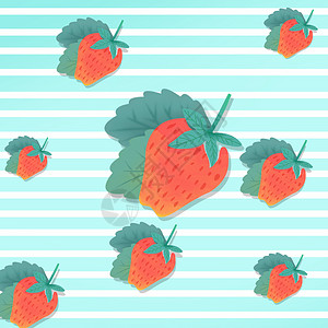 夏日清新草莓小清新手绘插画图片