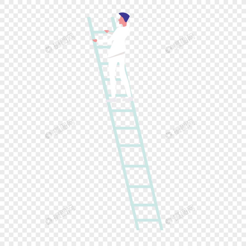 爬梯子的男士图片