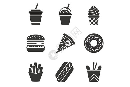 黑色汉堡食物素材插画