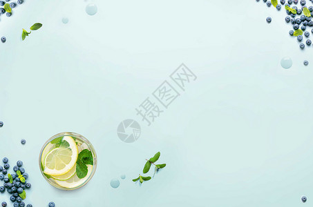 薄荷柠檬水水果清凉场景壁纸设计图片