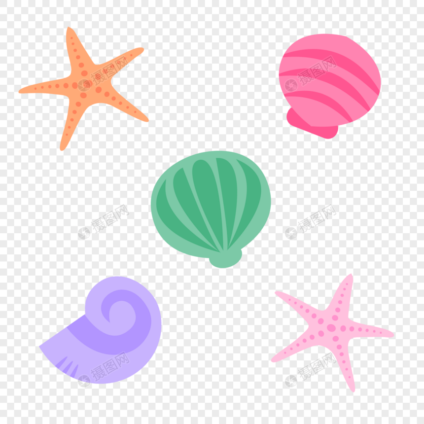 海滩海洋生物贝壳海星元素图片