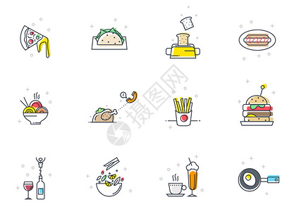 热狗图标美食食物外卖图标icon插画