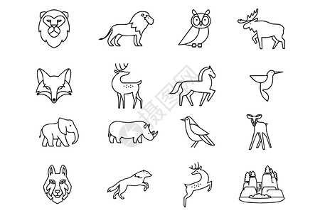 麋鹿设计素材动物园图标插画