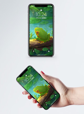 卡通青蛙青蛙手机壁纸模板