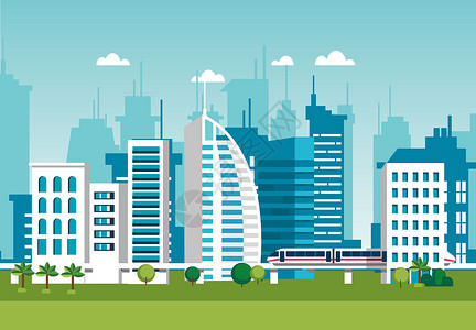 新一线城市城市建筑插画