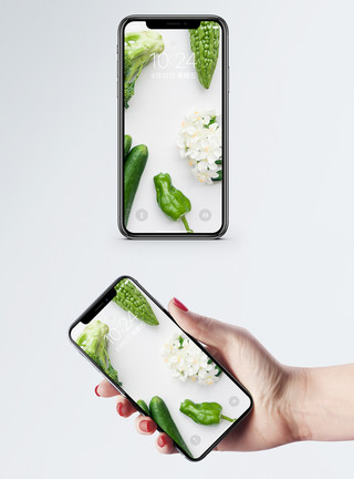 黄瓜青椒创意蔬菜手机壁纸模板