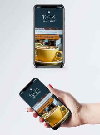 咖啡蝴蝶拉花咖啡手机壁纸模板