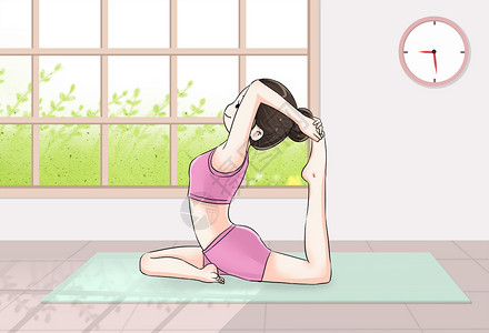 臀部健身瑜伽女孩插画