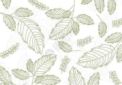 茶叶淘宝手绘树叶背景素材插画