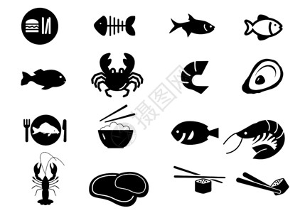 自助海鲜鱼类图标插画