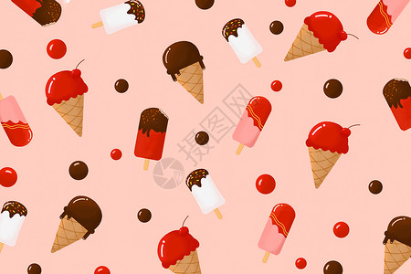 背景素材饮品冰淇淋夏天背景插画