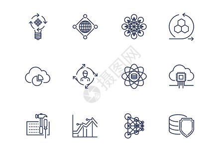 网络用语图科学技术图标插画