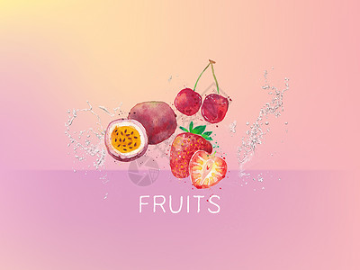 一勺百香果水果设计图片