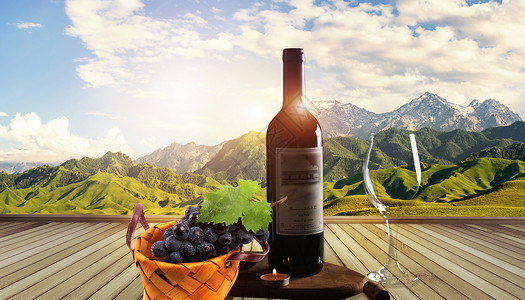 葡萄酒摄影创意庄园葡萄酒设计图片