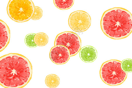 柠檬柚子夏日西柚背景素材插画